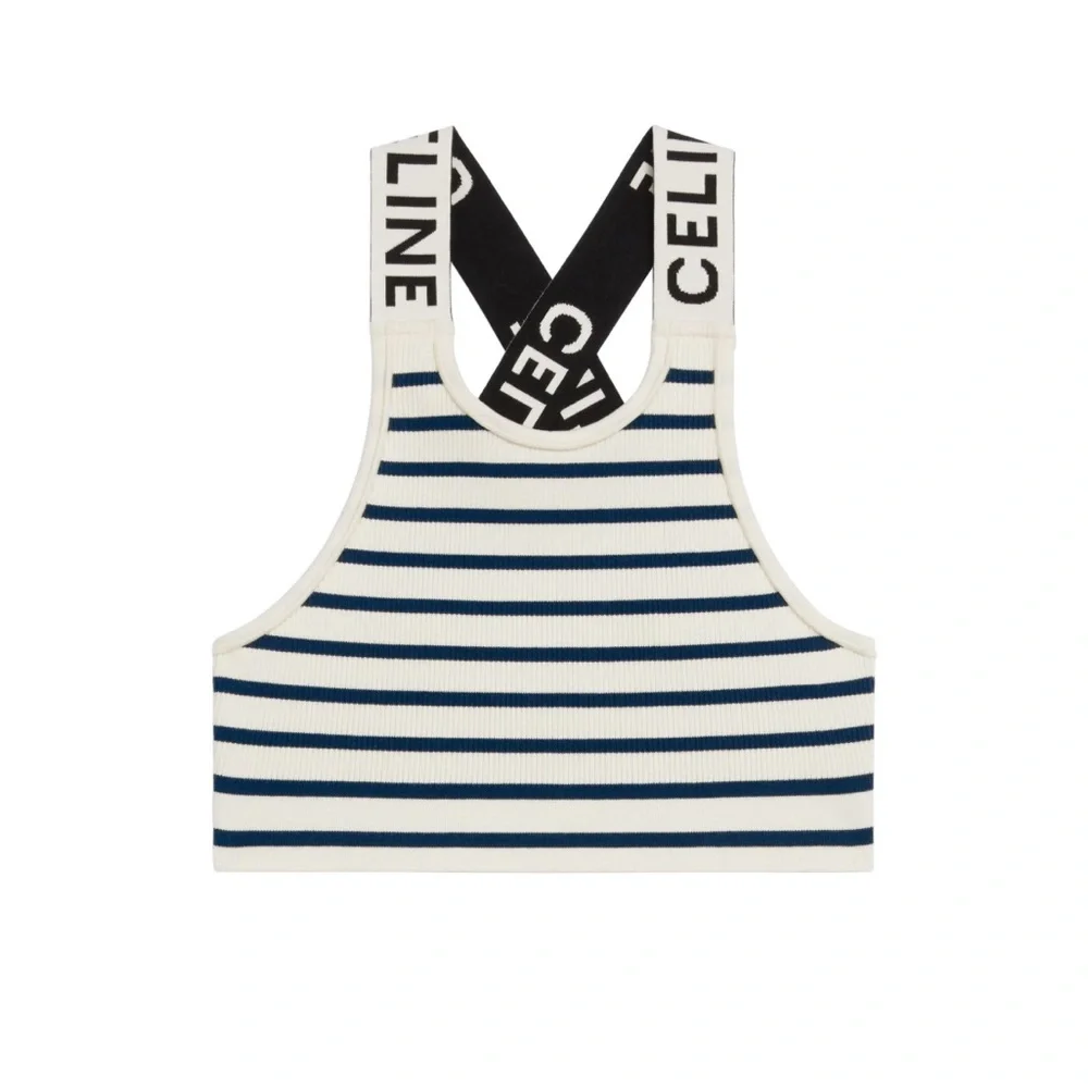 Celine Cross Back Bra *new with tags* Off white / Navy Size Small S - Picture 6 of 8